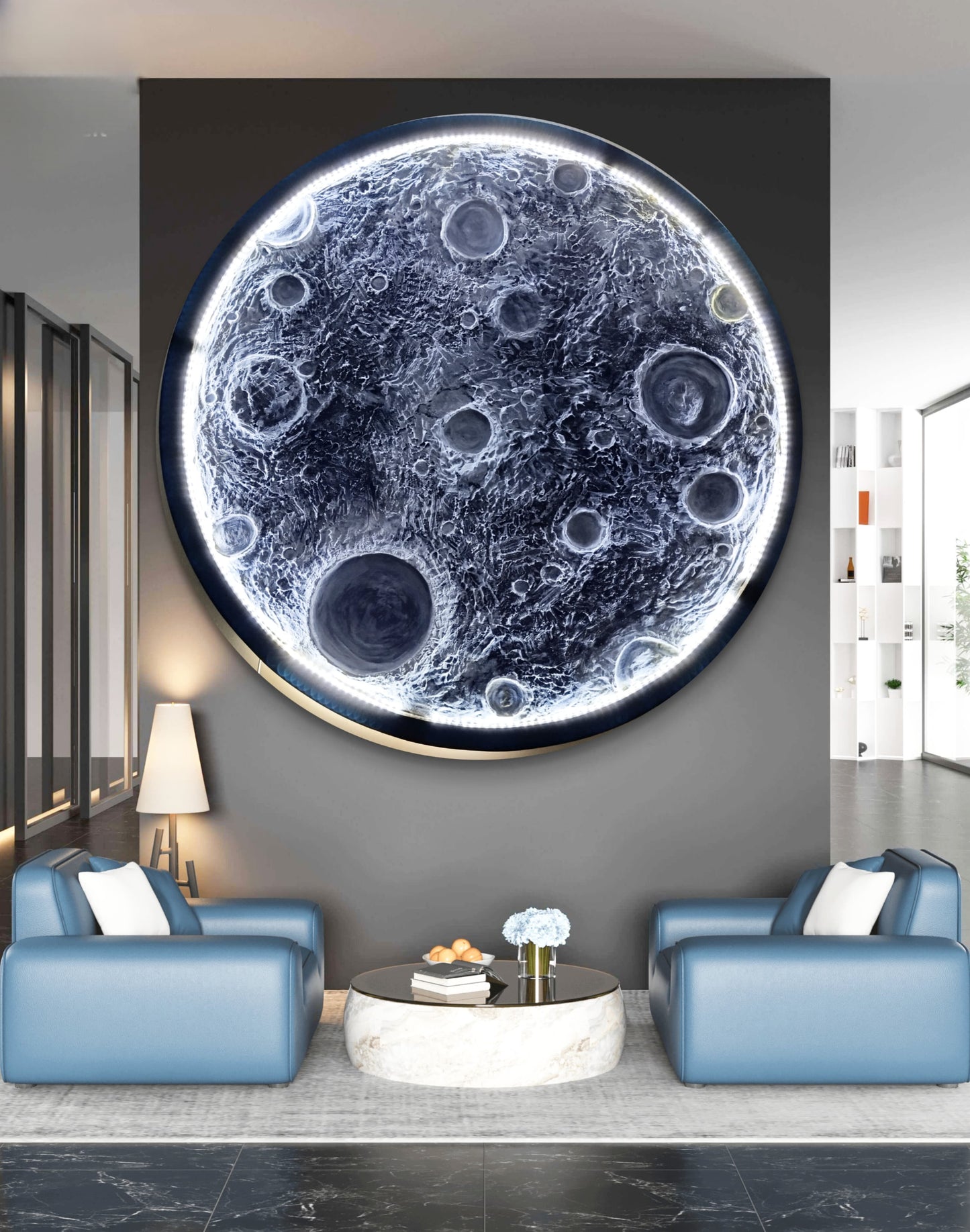 3D Textured Hand Made Moon Wall Lamp