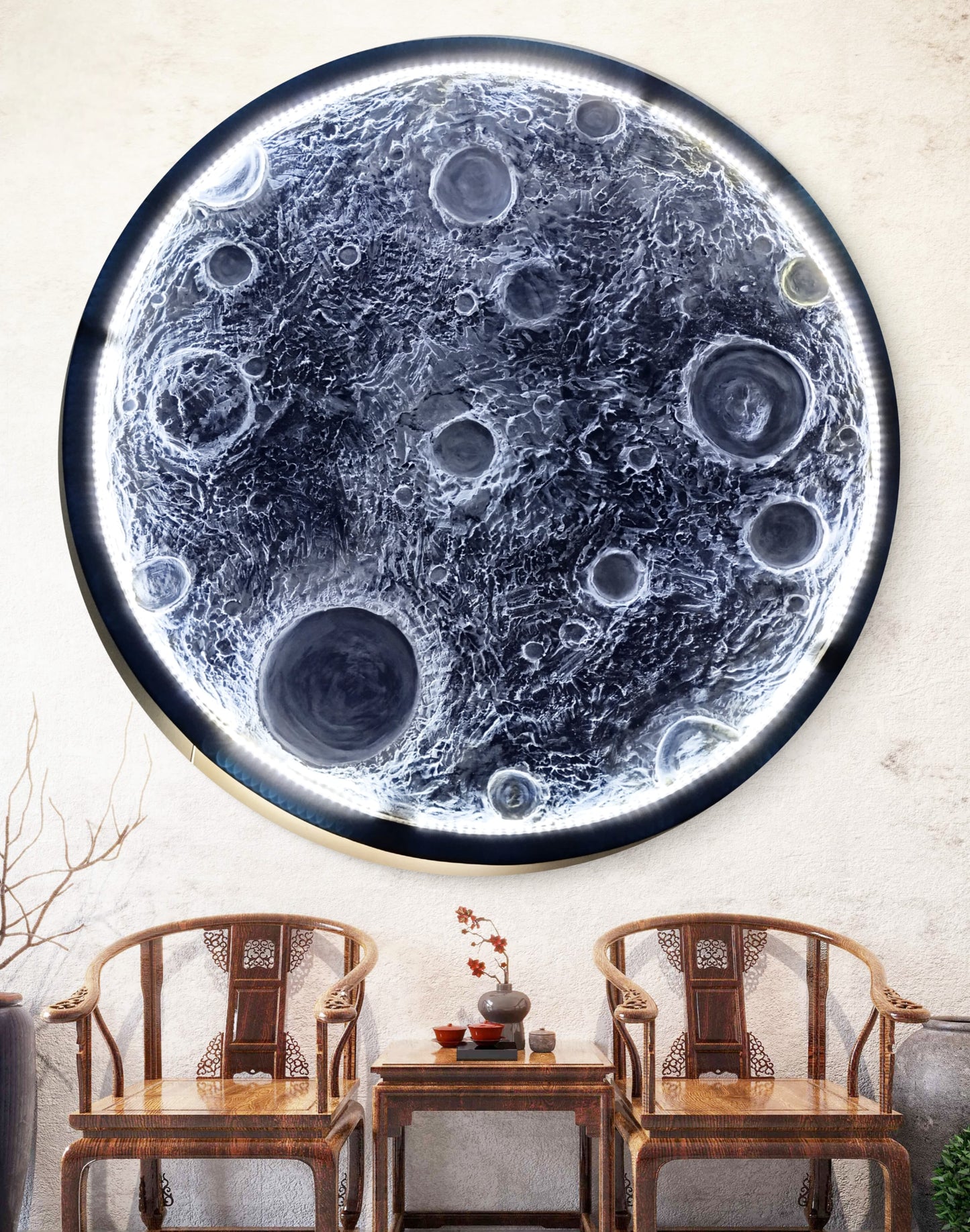 3D Textured Hand Made Moon Wall Lamp