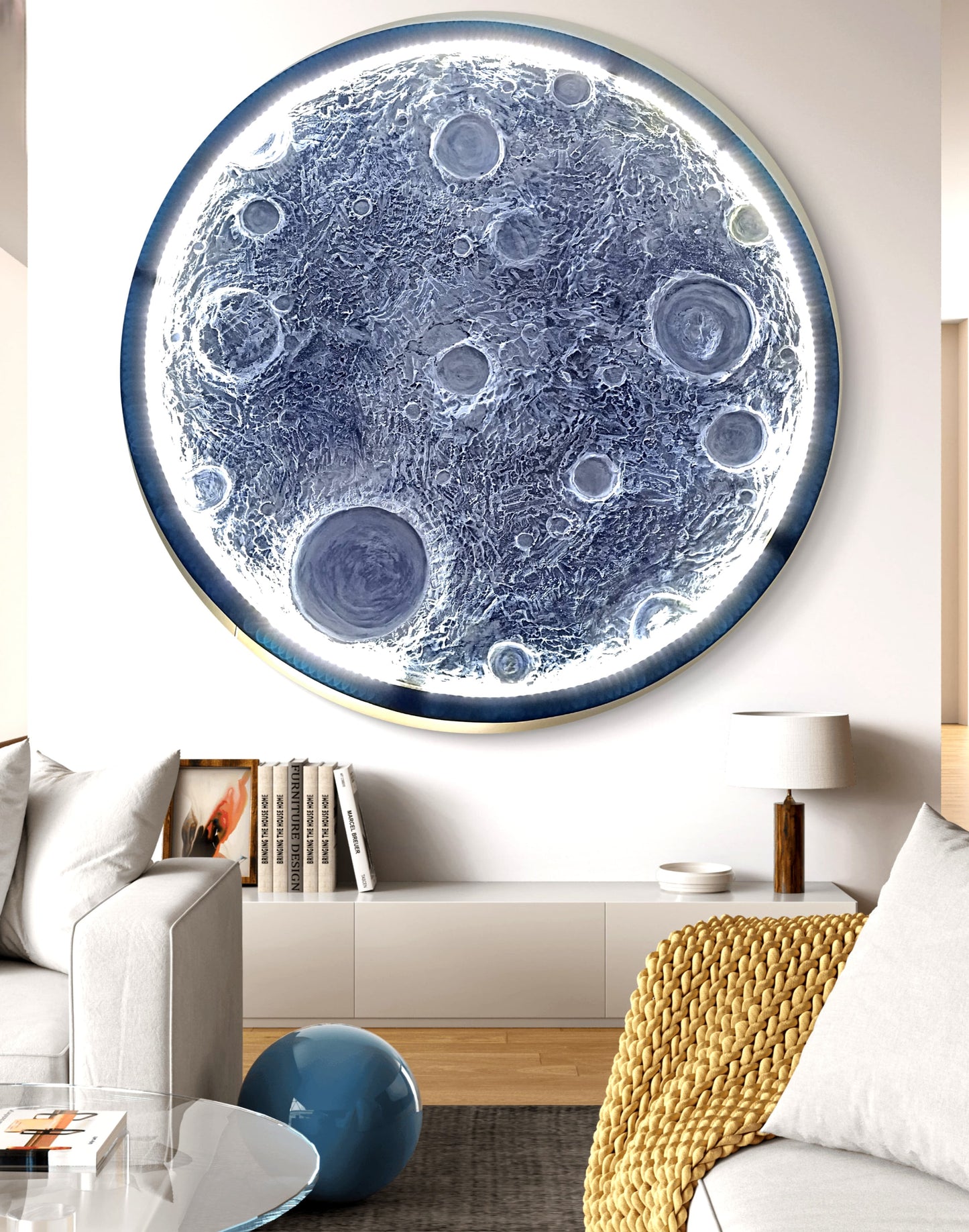 3D Textured Hand Made Moon Wall Lamp
